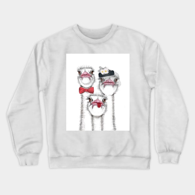 Ostrich Family Crewneck Sweatshirt by RebecaZum
